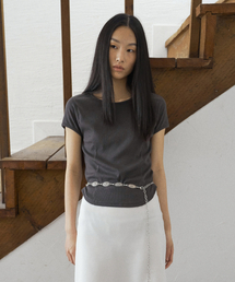 CURVED SLIM T-SHIRT CHARCOAL