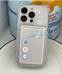 ELLE BELLE（エルベル）の「ブルーボタンver マグセーフカード財布キーホルダー（スマホケース/カバー）」