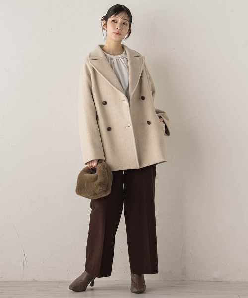 Droite lautreamont（ドロワットロートレアモン）の「Pecolamb2WAYコート（テーラードジャケット・レディース・ベージュ/チャコールグレー・M）」の20枚目の写真