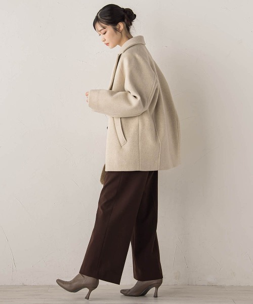 Droite lautreamont（ドロワットロートレアモン）の「Pecolamb2WAYコート（テーラードジャケット・レディース・ベージュ/チャコールグレー・M）」の22枚目の写真