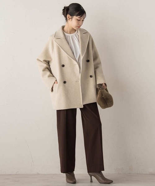 Droite lautreamont（ドロワットロートレアモン）の「Pecolamb2WAYコート（テーラードジャケット・レディース・ベージュ/チャコールグレー・M）」の21枚目の写真