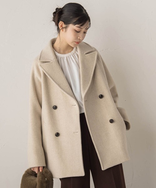 Droite lautreamont（ドロワットロートレアモン）の「Pecolamb2WAYコート（テーラードジャケット・レディース・ベージュ/チャコールグレー・M）」の17枚目の写真