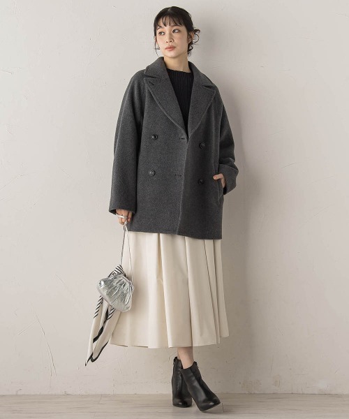 Droite lautreamont（ドロワットロートレアモン）の「Pecolamb2WAYコート（テーラードジャケット・レディース・ベージュ/チャコールグレー・M）」の15枚目の写真