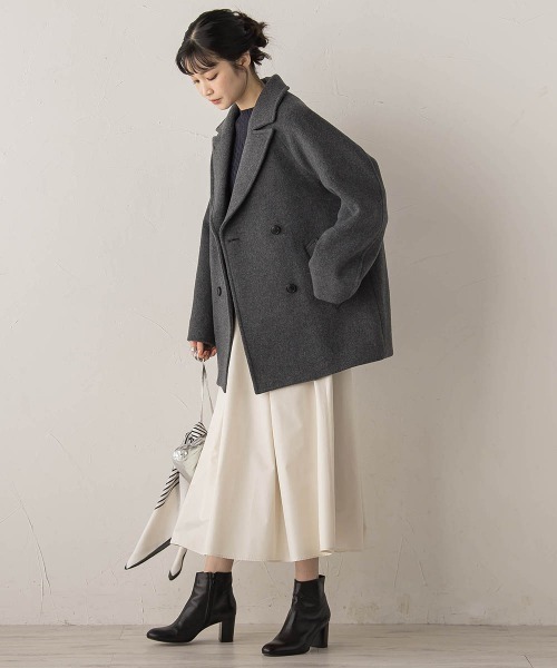 Droite lautreamont（ドロワットロートレアモン）の「Pecolamb2WAYコート（テーラードジャケット・レディース・ベージュ/チャコールグレー・M）」の16枚目の写真
