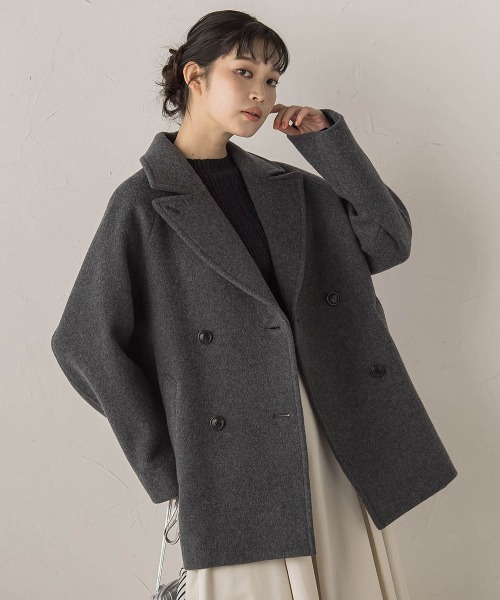 Droite lautreamont（ドロワットロートレアモン）の「Pecolamb2WAYコート（テーラードジャケット・レディース・ベージュ/チャコールグレー・M）」の12枚目の写真