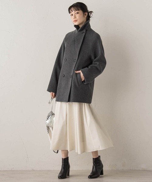 Droite lautreamont（ドロワットロートレアモン）の「Pecolamb2WAYコート（テーラードジャケット・レディース・ベージュ/チャコールグレー・M）」の13枚目の写真