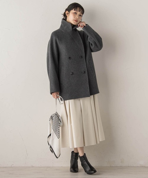 Droite lautreamont（ドロワットロートレアモン）の「Pecolamb2WAYコート（テーラードジャケット・レディース・ベージュ/チャコールグレー・M）」の14枚目の写真