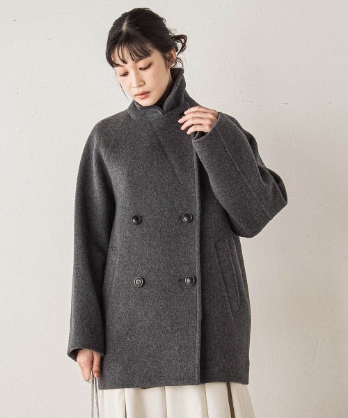 Droite lautreamont（ドロワットロートレアモン）の「Pecolamb2WAYコート（テーラードジャケット・レディース・ベージュ/チャコールグレー・M）」の6枚目の写真