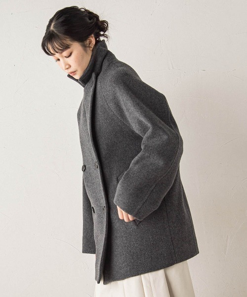 Droite lautreamont（ドロワットロートレアモン）の「Pecolamb2WAYコート（テーラードジャケット・レディース・ベージュ/チャコールグレー・M）」の7枚目の写真