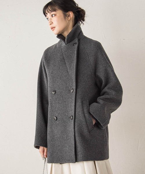 Droite lautreamont（ドロワットロートレアモン）の「Pecolamb2WAYコート（テーラードジャケット・レディース・ベージュ/チャコールグレー・M）」の8枚目の写真