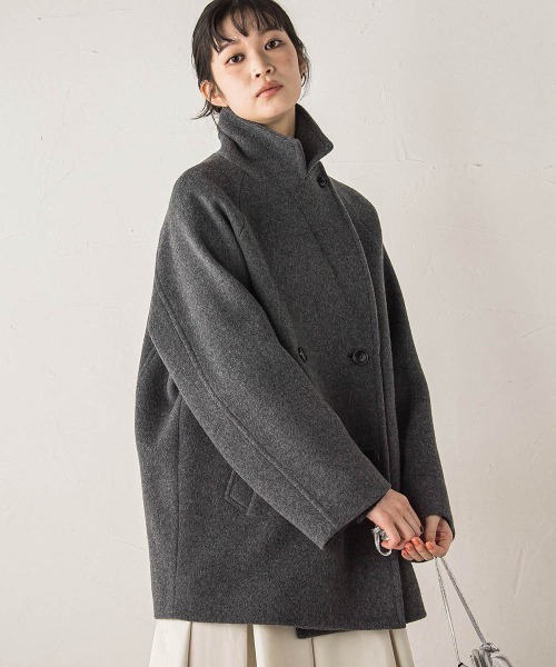 Droite lautreamont（ドロワットロートレアモン）の「Pecolamb2WAYコート（テーラードジャケット・レディース・ベージュ/チャコールグレー・M）」の9枚目の写真