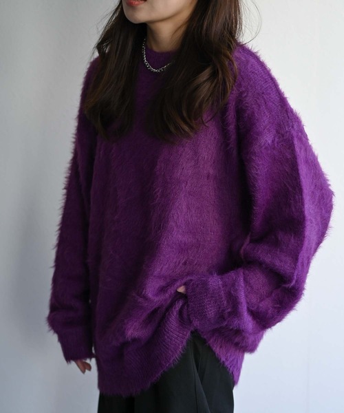 CREARE -LINO-（クレアーレリノ）の「カラーシャギーニット（ニット/セーター・メンズ・ブラウン/ブラック/パープル/グレー・FREE）」の2枚目の写真