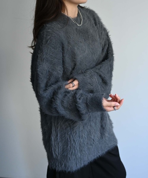 CREARE -LINO-（クレアーレリノ）の「カラーシャギーニット（ニット/セーター・メンズ・ブラウン/ブラック/パープル/グレー・FREE）」の4枚目の写真