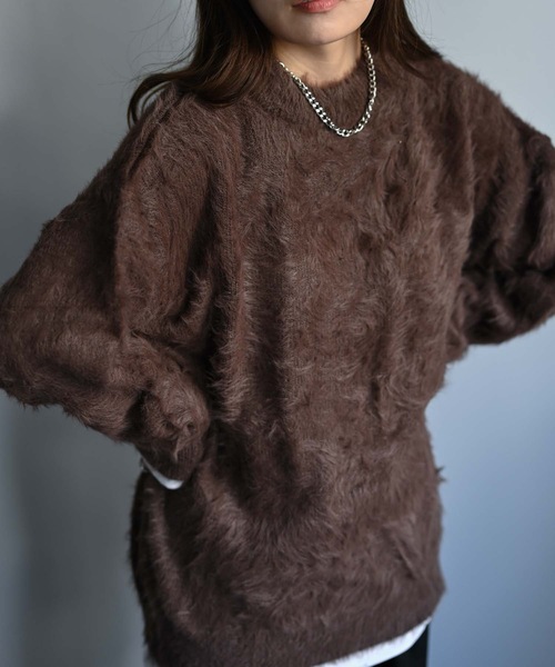 CREARE -LINO-（クレアーレリノ）の「カラーシャギーニット（ニット/セーター・メンズ・ブラウン/ブラック/パープル/グレー・FREE）」の15枚目の写真