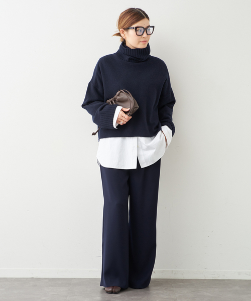 Deuxieme Classe(ドゥーズィエムクラス)の「追加 *Cropped タートルネック ニット(ニット/セーター・レディース・ブラック/ネイビー・FREE)」の4枚目の写真