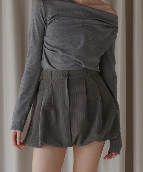 Mili affinity(ミリアフィニティー)の「ストライプバルーンスカート(スカート・レディース・ブラック/グレー・FREE)」の8枚目の写真