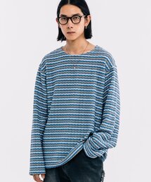 VASTIC（バスティック）の「オーバーサイズグランジストライプニット_ブルー（ニット/セーター）」