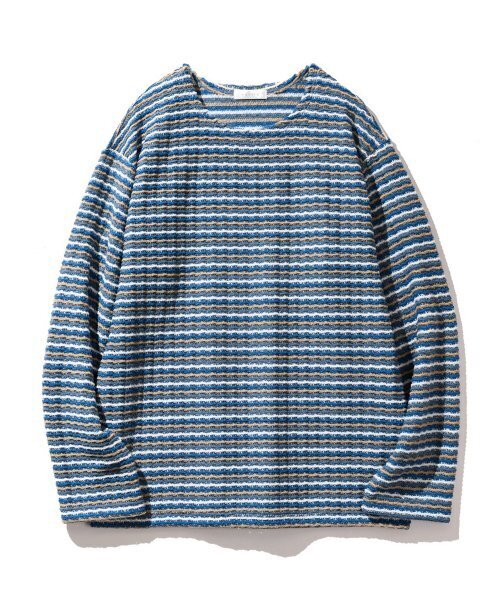 VASTIC（バスティック）の「オーバーサイズグランジストライプニット_ブルー（ニット/セーター・メンズ・その他・MEDIUM/LARGE）」の2枚目の写真