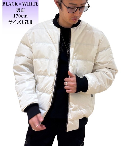 COOK JEANS(クックジーンズ)の「リバーシブルMA-1ジャケット(テーラードジャケット・メンズ・オリーブ×ブラック/ブラック×ホワイト・LARGE/MEDIUM/X-LARGE/SMALL)」の8枚目の写真