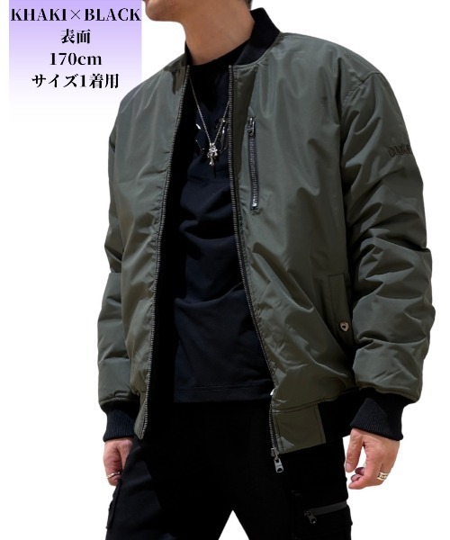 COOK JEANS(クックジーンズ)の「リバーシブルMA-1ジャケット(テーラードジャケット・メンズ・オリーブ×ブラック/ブラック×ホワイト・LARGE/MEDIUM/X-LARGE/SMALL)」の13枚目の写真