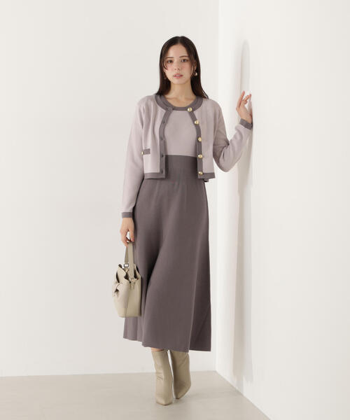 PROPORTION BODY DRESSING(プロポーションボディドレッシング)の「バイカラーカーデセットアップ / 1216140100(ワンピース・レディース・ホワイト系その他/グレー・MEDIUM/P/S)」の4枚目の写真