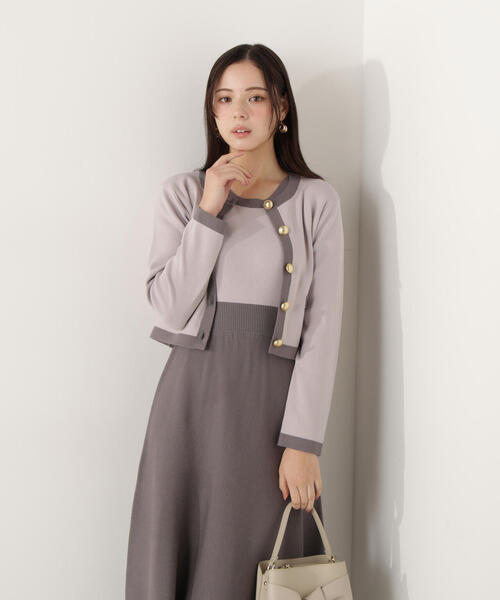 PROPORTION BODY DRESSING(プロポーションボディドレッシング)の「バイカラーカーデセットアップ / 1216140100(ワンピース・レディース・ホワイト系その他/グレー・MEDIUM/P/S)」の6枚目の写真