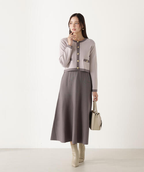 PROPORTION BODY DRESSING(プロポーションボディドレッシング)の「バイカラーカーデセットアップ / 1216140100(ワンピース・レディース・ホワイト系その他/グレー・MEDIUM/P/S)」の7枚目の写真