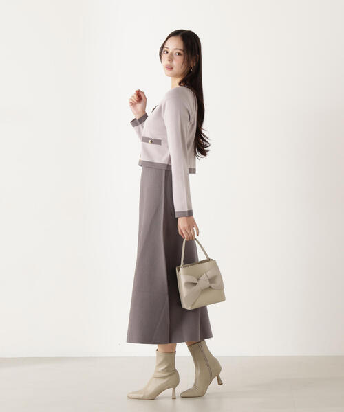 PROPORTION BODY DRESSING(プロポーションボディドレッシング)の「バイカラーカーデセットアップ / 1216140100(ワンピース・レディース・ホワイト系その他/グレー・MEDIUM/P/S)」の8枚目の写真