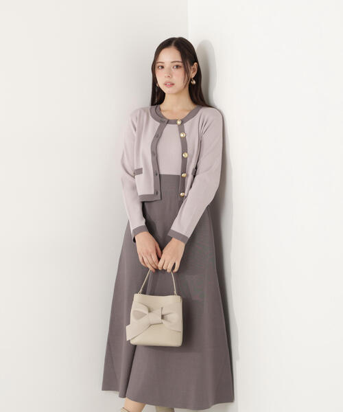 PROPORTION BODY DRESSING(プロポーションボディドレッシング)の「バイカラーカーデセットアップ / 1216140100(ワンピース・レディース・ホワイト系その他/グレー・MEDIUM/P/S)」の1枚目の写真