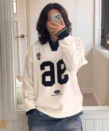 STENDS（ステンズ）の「[M~4XL] フットボールカラー配色ニット_アイボリー（ニット/セーター）」