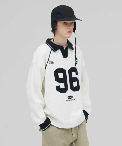 STENDS（ステンズ）の「[M~4XL] フットボールカラー配色ニット_アイボリー（ニット/セーター・レディース・その他・XX-LARGE/XXX-LARGE/XXXX-LARGE/MEDIUM/LARGE/X-LARGE）」の11枚目の写真