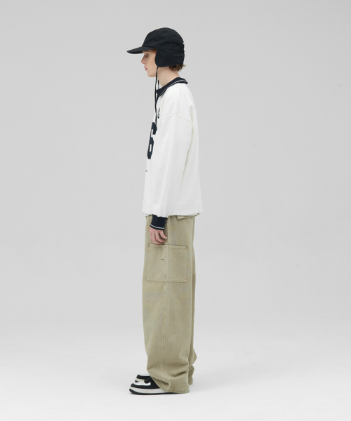 STENDS（ステンズ）の「[M~4XL] フットボールカラー配色ニット_アイボリー（ニット/セーター・レディース・その他・XX-LARGE/XXX-LARGE/XXXX-LARGE/MEDIUM/LARGE/X-LARGE）」の5枚目の写真