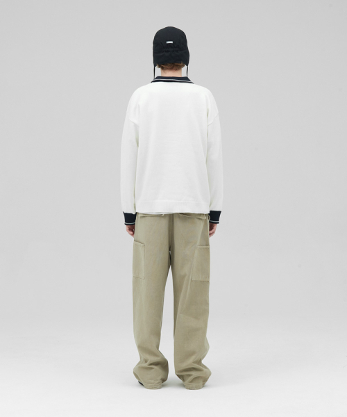 STENDS（ステンズ）の「[M~4XL] フットボールカラー配色ニット_アイボリー（ニット/セーター・レディース・その他・XX-LARGE/XXX-LARGE/XXXX-LARGE/MEDIUM/LARGE/X-LARGE）」の6枚目の写真
