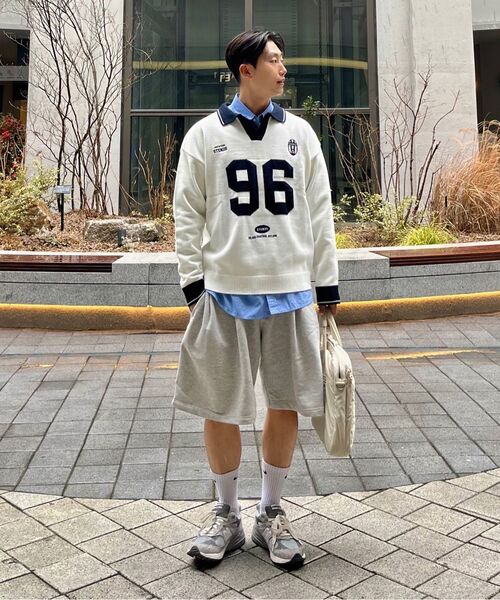 STENDS（ステンズ）の「[M~4XL] フットボールカラー配色ニット_アイボリー（ニット/セーター・レディース・その他・XX-LARGE/XXX-LARGE/XXXX-LARGE/MEDIUM/LARGE/X-LARGE）」の7枚目の写真