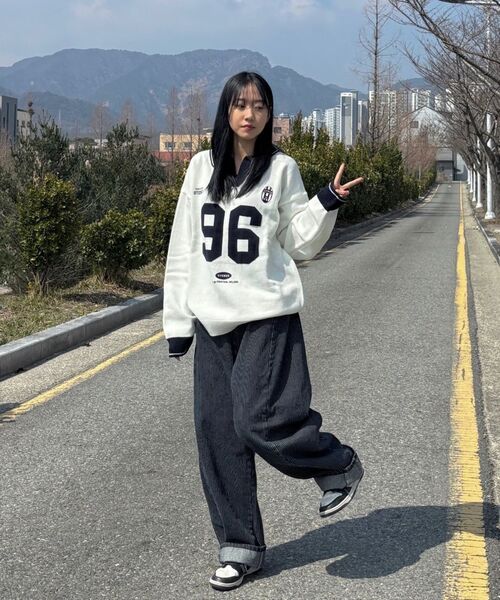 STENDS（ステンズ）の「[M~4XL] フットボールカラー配色ニット_アイボリー（ニット/セーター・レディース・その他・XX-LARGE/XXX-LARGE/XXXX-LARGE/MEDIUM/LARGE/X-LARGE）」の8枚目の写真