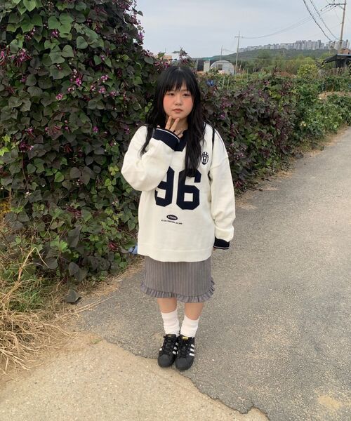 STENDS（ステンズ）の「[M~4XL] フットボールカラー配色ニット_アイボリー（ニット/セーター・レディース・その他・XX-LARGE/XXX-LARGE/XXXX-LARGE/MEDIUM/LARGE/X-LARGE）」の15枚目の写真