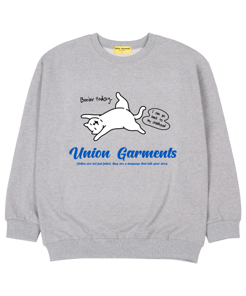 Union Garments(ユニオンガーメンツ)の「ボリングデイ 裏毛 オーバーサイズ スウェット グレー(スウェット・レディース・その他・MEDIUM/LARGE/X-LARGE/XX-LARGE)」の1枚目の写真
