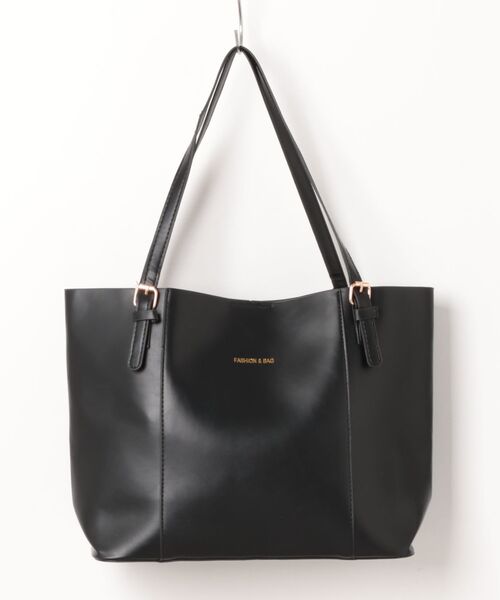 TONE SELECT GOODS(トーンセレクトグッズ)の「urbanfemine./A4サイズ収納 シンプル・バイカラー 合成皮革トートバッグ U7594(トートバッグ・レディース・ベージュ/ホワイト/ブラウン/ブラック・FREE)」の2枚目の写真