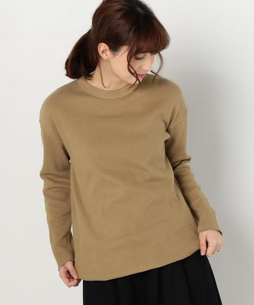 Another Edition（アナザーエディション）の「ハニカムメッシュロングTシャツ/AEBC CハニカムメッシュLong T◆（Tシャツ/カットソー・レディース・オフホワイト/ライトグレー/ベージュ・FREE）」の3枚目の写真