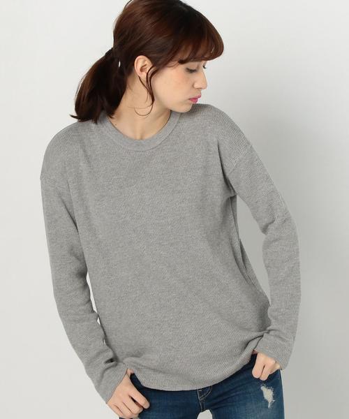 Another Edition（アナザーエディション）の「ハニカムメッシュロングTシャツ/AEBC CハニカムメッシュLong T◆（Tシャツ/カットソー・レディース・オフホワイト/ライトグレー/ベージュ・FREE）」の2枚目の写真