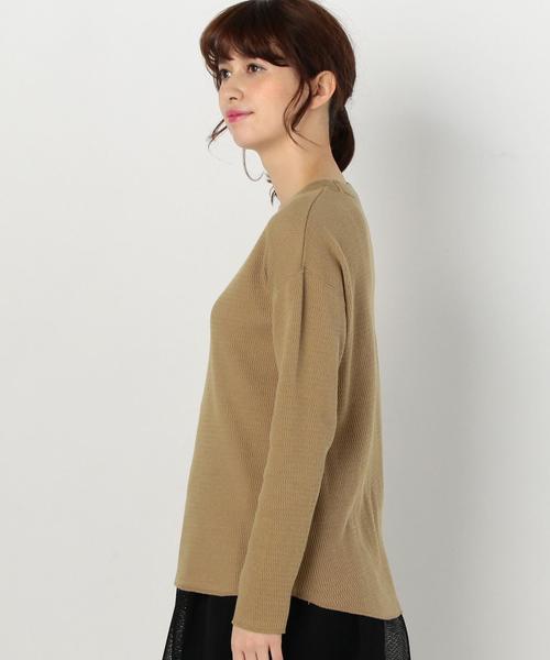 Another Edition（アナザーエディション）の「ハニカムメッシュロングTシャツ/AEBC CハニカムメッシュLong T◆（Tシャツ/カットソー・レディース・オフホワイト/ライトグレー/ベージュ・FREE）」の6枚目の写真