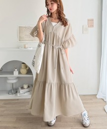 classicalelf（クラシカルエルフ）の「360°美しく隠す。Vネックフリルティアードカフタンワンピース（ワンピース）」