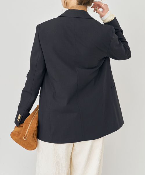 Spick & Span（スピックアンドスパン）の「《新色有り / 追加》プレーンウィーブダブルブレストジャケット（テーラードジャケット・レディース・ネイビー/カーキ・38/36/34/40）」の11枚目の写真