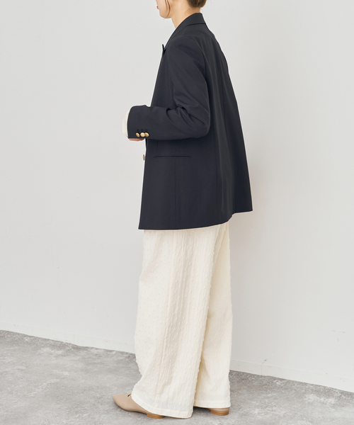 Spick & Span（スピックアンドスパン）の「《新色有り / 追加》プレーンウィーブダブルブレストジャケット（テーラードジャケット・レディース・ネイビー/カーキ・38/36/34/40）」の12枚目の写真