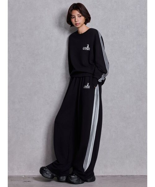 GYDA（ジェイダ）の「GYMINI BUNNYラインスウェットパンツ（スウェットパンツ・レディース・ベージュ/ピンク/ブラック/オフホワイト・FREE）」の7枚目の写真