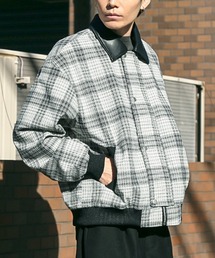LUXSTYLE（ラグスタイル）の「PUレザー切替ネル素材チェック柄ブルゾン（ブルゾン）」