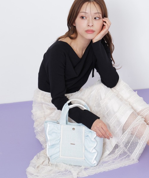 JILL by JILL STUART（ジルバイジルスチュアート）の「パステルツイードフレームフリルトートバッグ（トートバッグ・レディース・ブルー/ピンク/パープル/イエロー・FREE）」の21枚目の写真