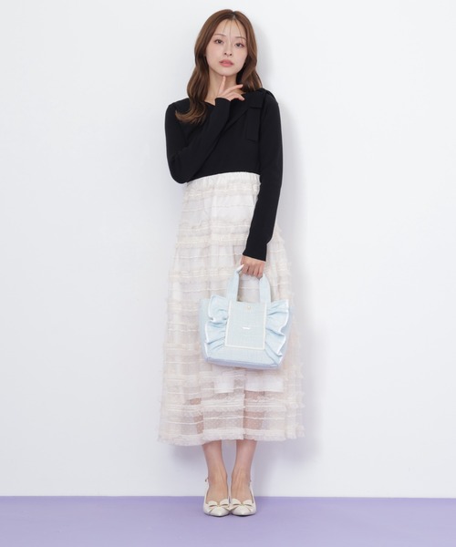 JILL by JILL STUART（ジルバイジルスチュアート）の「パステルツイードフレームフリルトートバッグ（トートバッグ・レディース・ブルー/ピンク/パープル/イエロー・FREE）」の22枚目の写真