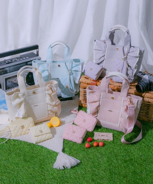 JILL by JILL STUART（ジルバイジルスチュアート）の「パステルツイードフレームフリルトートバッグ（トートバッグ・レディース・ブルー/ピンク/パープル/イエロー・FREE）」の14枚目の写真