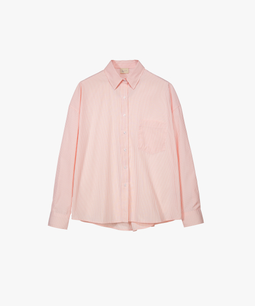 LOSSYROW（ロッシロー）の「Ticking Oversized Stripe Shirt Peach（シャツ/ブラウス・レディース・その他・FREE）」の5枚目の写真